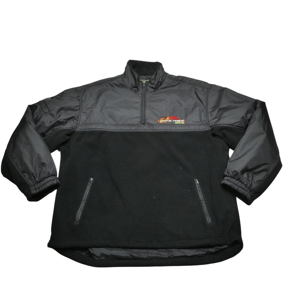 Arctic Cat Cat's Pride Jacket Mens XL‎ Black Fleece 1/4 Zip Pullover Windbreaker